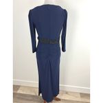 Badgley Mischka  Navy Formal Gown Beaded Empire Waist Long Sleeve 10 MOB Event Photo 1
