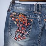 Grace in LA Flare Wide Leg Jeans with Embroidery Blue Size 26 Photo 7