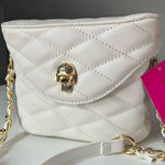 Betsey Johnson White Quilted Skull Crossbody Bag NWT Photo 0