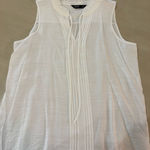 Vera Wang Simply Vera Tie Front Pin-tuck sleeveless Top-White-Medium Photo 0