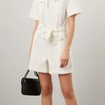 A.P.C White and Gold Denim Combinaison Hills Romper 42/10 Size L Photo 0