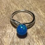 Sterling Silver NWOT Lab Created Blue Opal 925  Ring Photo 4