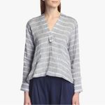 Derek Lam 10 Crosby Linen Blend Stripes Patch Pockets Shirt Photo 12