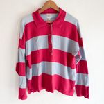 Anthropologie  Maeve Rugby Polo Sweater Pink Blue Small Preppy Photo 1