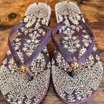 Tory Burch Purple floral flip flops size 9 Photo 0
