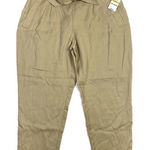 Maison Jules Beige Belted Pocketed Crop Pant Photo 0