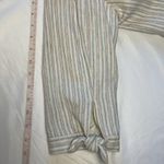 Loft Open Blazer Jacket Linen White with Pink & Gray Stripes Tie 3/4 Sleeves M Photo 12