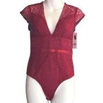 NWT Sophie B Red Lace Short Sleeve Bodysuit Lingerie Size M Photo 0