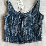 ZARA NWT  DISTRESSED DENIM TOP MEDIUM Z1975 Photo 0