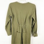 Madewell  Diamond Jacquard Kale Green  Button Front Chest Pockets Jumpsuit XXS Photo 10