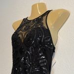 NWT Verte Black Sequin Mesh Bodycon Dress Large Beaded Halter Red Dress Boutique Photo 4