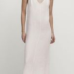 Massimo Dutti NWT White Linen Midi Dress With Strap Details Size Medium Photo 0