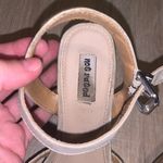 Not Rated  NRWED beige silver sequined open toe wedges Photo 6