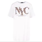 Boohoo Leopard Print NYC Oversized Tee Dress WMNS Sz 10 Photo 1