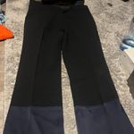 Derek Lam NWT  Black Virgin Wool Crepe Trousers with Navy Blue Satin Trim Size 6 Photo 0