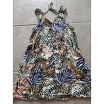 Tahari Dress Womens Medium Cream Palm Linen Tropical Vacation Coastal Beachy Photo 3