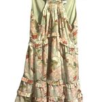 THML Halter Flower Print Midi Dress in Sage Green Lined Tiered Ruffles Women's M Photo 0