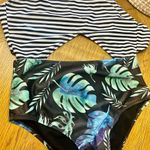 Cupshe Striped & Palm Leaf Cutout One Piece Size Medium Photo 3