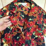 Vintage EJHarper Red Floral Scallop Neckline Button Down Size 8 Photo 4