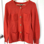 Gap Soft Alpaca Wool Blend Orange Button Up Cardigan Sweater Pockets Size M Photo 0