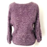 Nine West NWT Fuzzy Soft Brushed Knit Purple Pullover Fluffy Sweater Sz M Photo 0