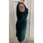 ZARA ‎ Hunter Green Satin Sheath Dress Ruffle Cocktail Holiday Party Photo 2