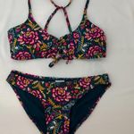Xhilaration Lace-Up Bralette Bikini Set - Jade Green/Floral - S/XS Photo 4