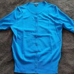 Ann Taylor Petite Women Blue Short Sleeve Button Down Knit Sweater Top Sz XSP Photo 7