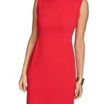 Donna Karan  Sheath Dress Knee Length Sleeveless Crepe Red Classic US 10 NWT Photo 0