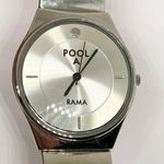 Pool A Rama silver tone wrist watch 33mm case size adjustable mesh band running Photo 2