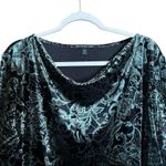 Briggs New York Top Womens 2X Multicolor Floral Faux Velvet Print Cowl Blouse Photo 1