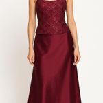 Vtg Y2K Zum Zum Niki Livas wine Taffeta Iridescent Skirt & sequin halter Top XS Red Photo 0