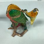PARAKEET BEJEWELED TRINKET BOX WITH‎ AUSTRIAN CRYSTALS & figurine w/ glass body Gold Photo 5