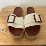 MIA womens  sandals size 11 Neves M white With Cheetah Print Buckle.  NWT Photo 2