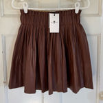 7 For All Mankind NWT  brown pleated faux leather shirt size small Photo 0