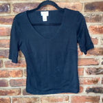Loft Ann Taylor  Black Short Sleeve V-Neck Top Women's Size Small Photo 0