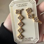 Eye Candy NWT LA brass CZ gold tone clover drop earrings Photo 1