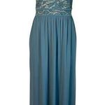 Candalite Lace Maxi Dress Formal Gown Evening Party Blue Size M Photo 0