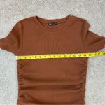 ZARA  Ribbed Ruched Side Mini Dress Brown L Photo 6