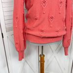 Loft  Bobble Pointelle Crewneck Sweater Coral Orange Medium Photo 6