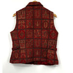 The Territory Ahead  Red Print Tapestry‎ Vest Zip Front Side Tabs Lined Size 14 Photo 7