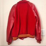 1970s Vintage Leather Red gold varsity bomber South G football jacket streetwear Size L Photo 1