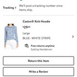 Caslon  Blue and White Striped Nautical Knit Hoodie Size Large Photo 2