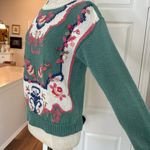 Petite Sophisticate Vintage rose detail embroidered crew neck sweater Photo 12