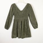 SheIn  Olive Green Corduroy Long Sleeve Round Neck Mini Dress Photo 1