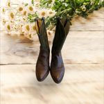 Vintage Tony Llama Women's 8.5 Brown Green Shaft Western Distressed Cowboy Boots Photo 1