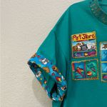 Handmade Teal Dog Pet Graphic T-Shirt Appliqué Glitter Large L Photo 2