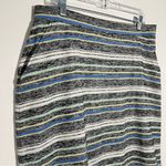 Talbots T By Striped Midi Skirt Curved Hem Elastic Waist Size Large Petite Photo 6