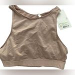 DKNY  Tan Ribbed Cropped High Neck Racerback Tank NWT Photo 0