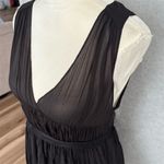 Theory Black Silk Sheer Pleated Midi Dress Size 0 Formal Sleeveless with flaw Photo 4